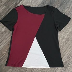 SHEIN Geometric Colorblock Short Sleeve Top